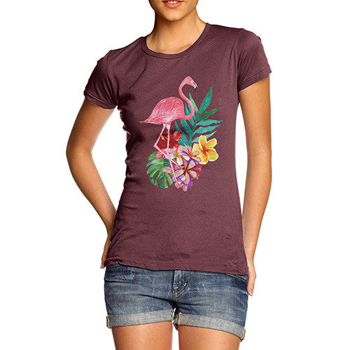 Watercolour Flamingo Flowers  Women's T-Shirt 