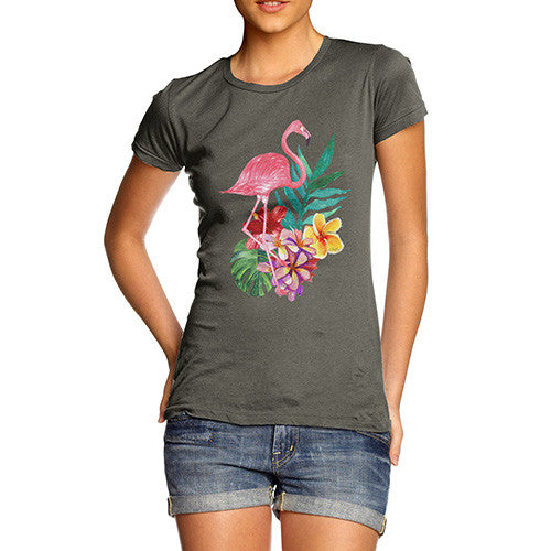 Watercolour Flamingo Flowers  Women's T-Shirt 