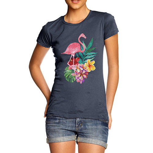 Watercolour Flamingo Flowers  Women's T-Shirt 