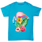 Watercolour Floral Flamingo Boy's T-Shirt