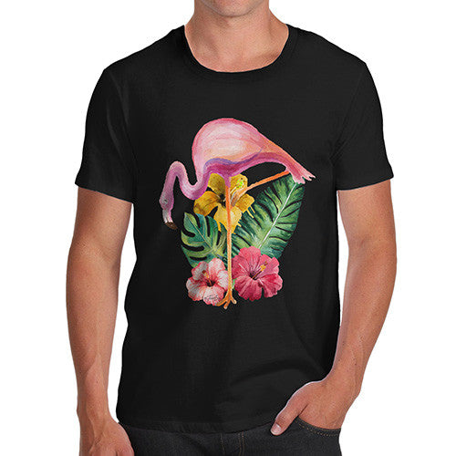 Watercolour Floral Flamingo Men's T-Shirt