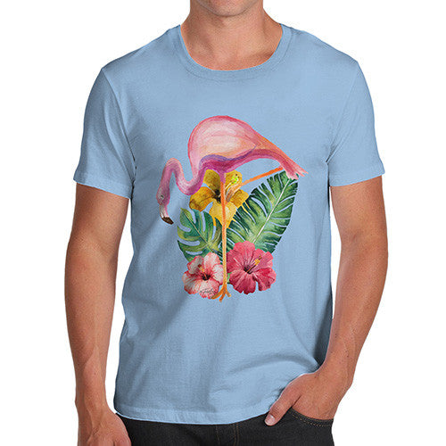 Watercolour Floral Flamingo Men's T-Shirt