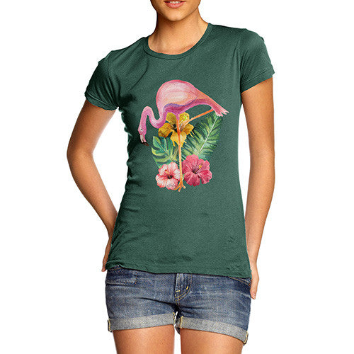 Watercolour Floral Flamingo Women's T-Shirt 