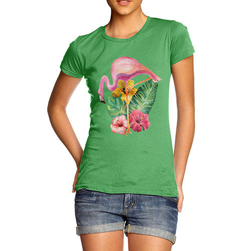 Watercolour Floral Flamingo Women's T-Shirt 