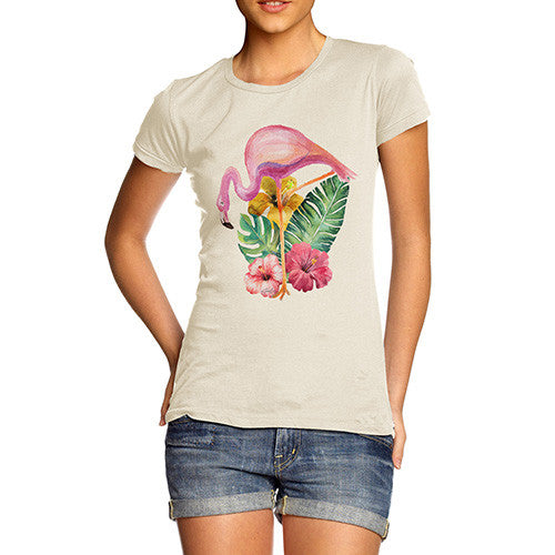 Watercolour Floral Flamingo Women's T-Shirt 