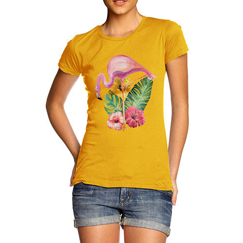 Watercolour Floral Flamingo Women's T-Shirt 