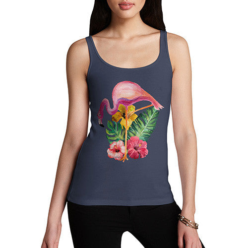 Watercolour Floral Flamingo Women's Tank Top