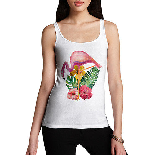 Watercolour Floral Flamingo Women's Tank Top