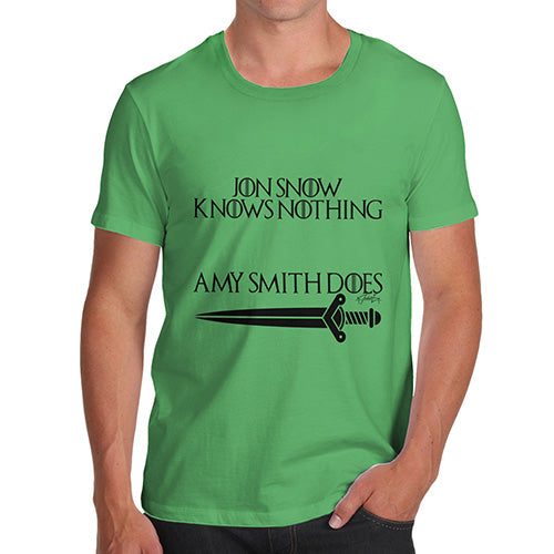 Personalised Knows Nothing Men's T-Shirt