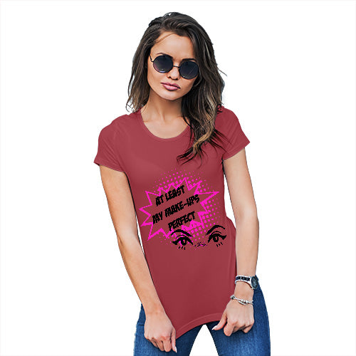 Novelty Tshirts Women My Make-Up's Perfect Women's T-Shirt X-Large Red