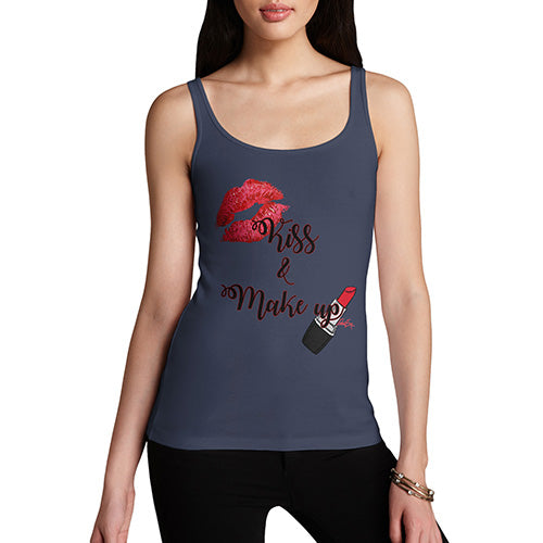 Funny Tank Top For Mom Kiss & Make Up Women's Tank Top Small Navy