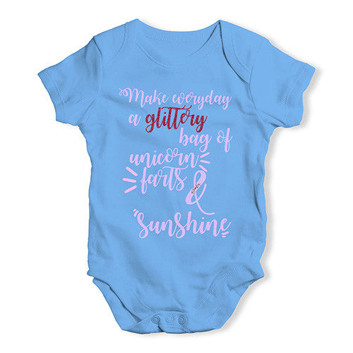 Glittery Unicorn Farts And Sunshine  Baby Unisex Baby Grow Bodysuit