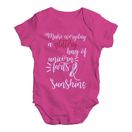 Glittery Unicorn Farts And Sunshine  Baby Unisex Baby Grow Bodysuit