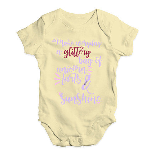 Glittery Unicorn Farts And Sunshine  Baby Unisex Baby Grow Bodysuit