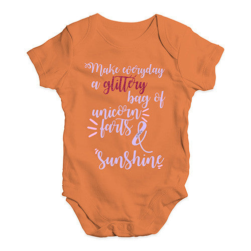 Glittery Unicorn Farts And Sunshine  Baby Unisex Baby Grow Bodysuit