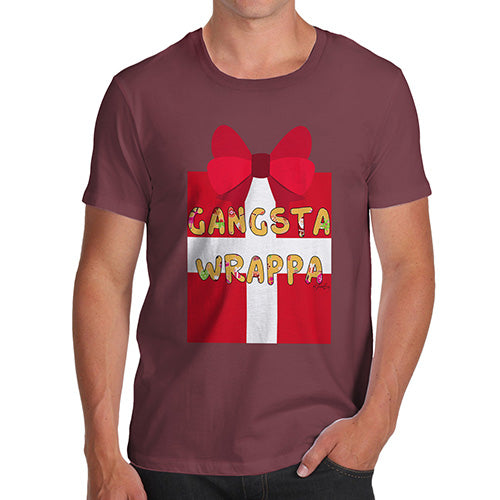 Funny Tee For Men Gangsta Wrappa Men's T-Shirt X-Large Burgundy