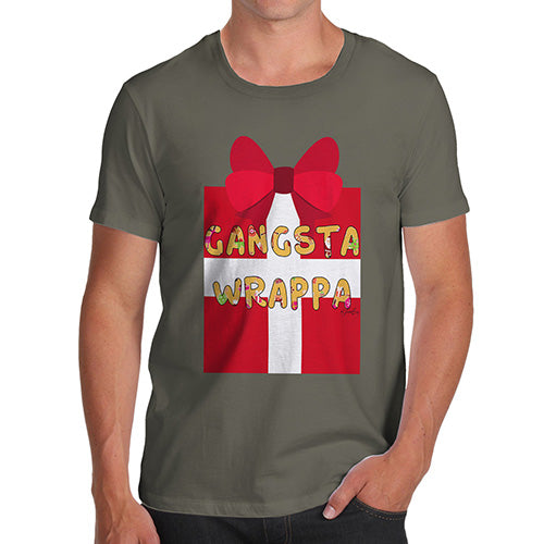 Funny T-Shirts For Men Sarcasm Gangsta Wrappa Men's T-Shirt Large Khaki