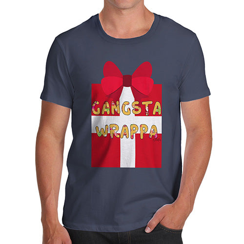 Funny T Shirts For Dad Gangsta Wrappa Men's T-Shirt Small Navy