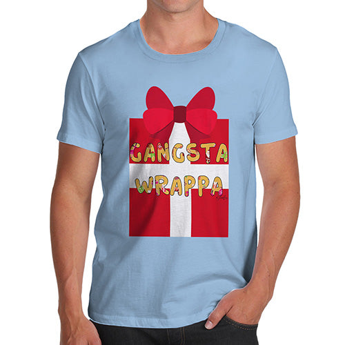 Funny Tshirts For Men Gangsta Wrappa Men's T-Shirt X-Large Sky Blue
