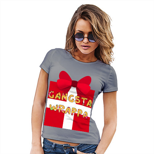 Funny Tee Shirts For Women Gangsta Wrappa Women's T-Shirt Large Light Grey