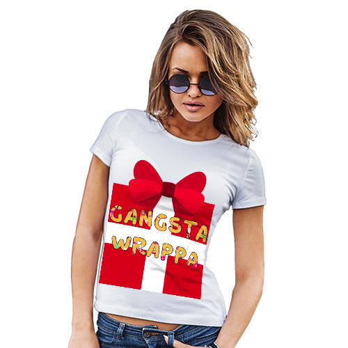 Funny Gifts For Women Gangsta Wrappa Women's T-Shirt Small White