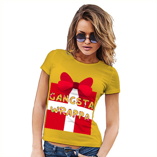 Womens Novelty T Shirt Gangsta Wrappa Women's T-Shirt Medium Yellow