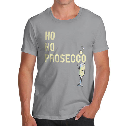 Novelty Tshirts Men Ho Ho Prosecco Men's T-Shirt Small Light Grey