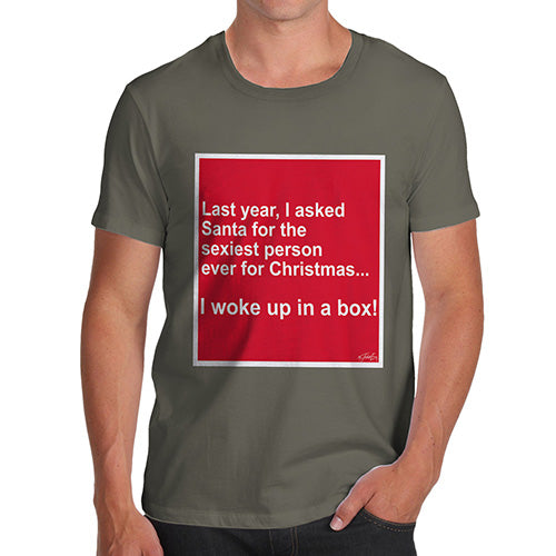 Funny Tee Shirts For Men Last Christmas I Woke Up Men's T-Shirt Large Khaki