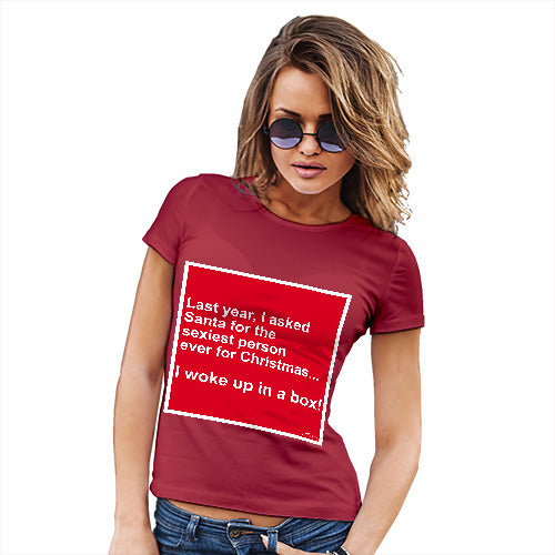 Womens T-Shirt Funny Geek Nerd Hilarious Joke Last Christmas I Woke Up Women's T-Shirt Large Red