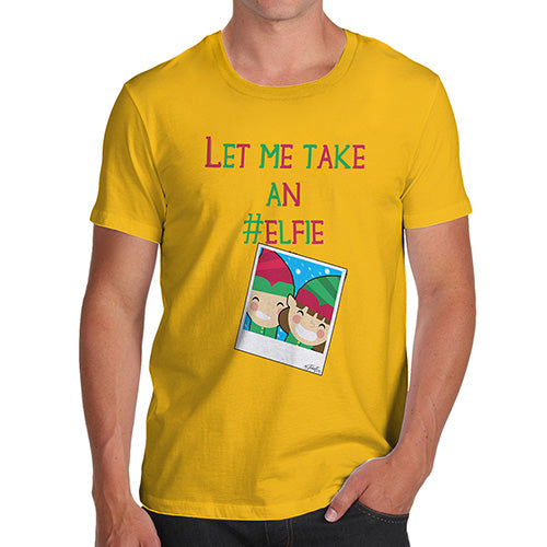 Funny Tee Shirts For Men Let Me Take An Elfie Men's T-Shirt Medium Yellow