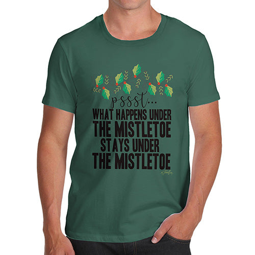 Funny Mens Tshirts What Happens Under The Mistletoe Men's T-Shirt Large Bottle Green