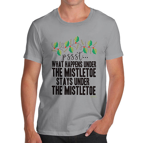 Funny T Shirts For Dad What Happens Under The Mistletoe Men's T-Shirt X-Large Light Grey