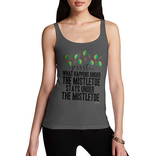 Funny Tank Top For Mom What Happens Under The Mistletoe Women's Tank Top Large Dark Grey