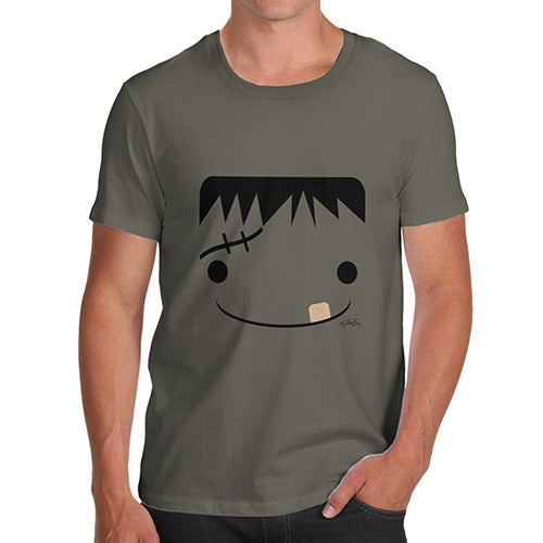 Novelty T Shirts For Dad Frankenstein's Monster Face Men's T-Shirt Small Khaki