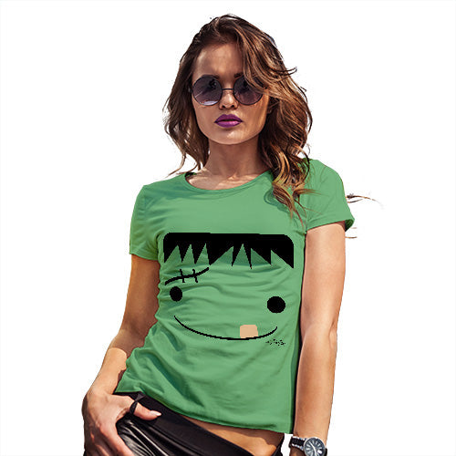 Funny T Shirts For Mom Frankenstein's Monster Face Women's T-Shirt Medium Green