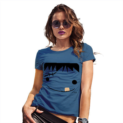 Funny Tshirts For Women Frankenstein's Monster Face Women's T-Shirt Large Royal Blue
