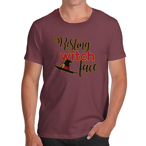 Funny Mens Tshirts Resting Witch Face Men's T-Shirt Small Burgundy