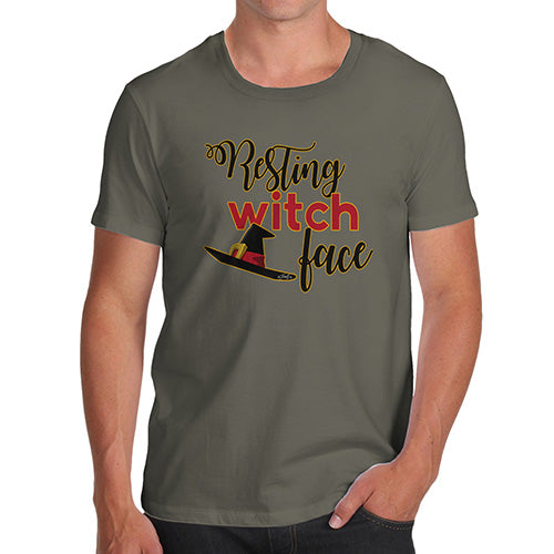 Funny T Shirts For Dad Resting Witch Face Men's T-Shirt Medium Khaki