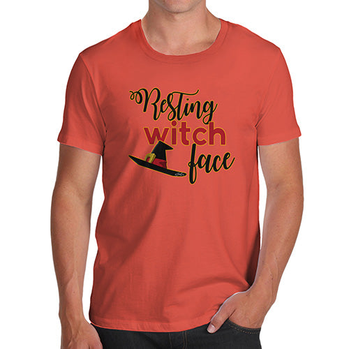 Funny T-Shirts For Men Resting Witch Face Men's T-Shirt Small Orange