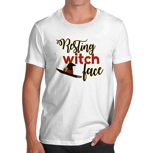 Novelty Tshirts Men Resting Witch Face Men's T-Shirt Small White