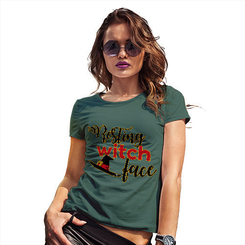 Funny Gifts For Women Resting Witch Face Women's T-Shirt Medium Bottle Green