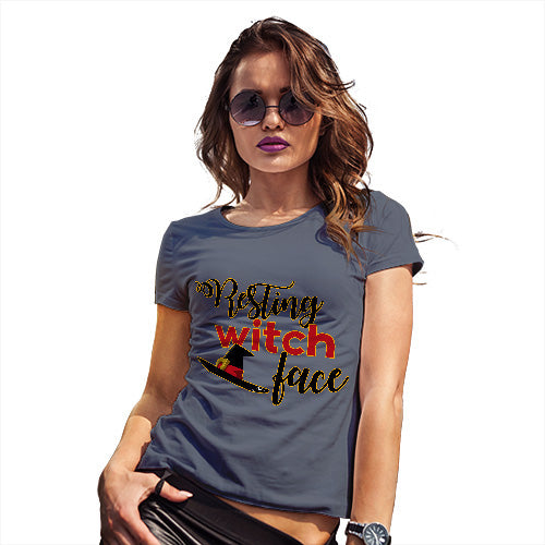 Womens T-Shirt Funny Geek Nerd Hilarious Joke Resting Witch Face Women's T-Shirt X-Large Navy