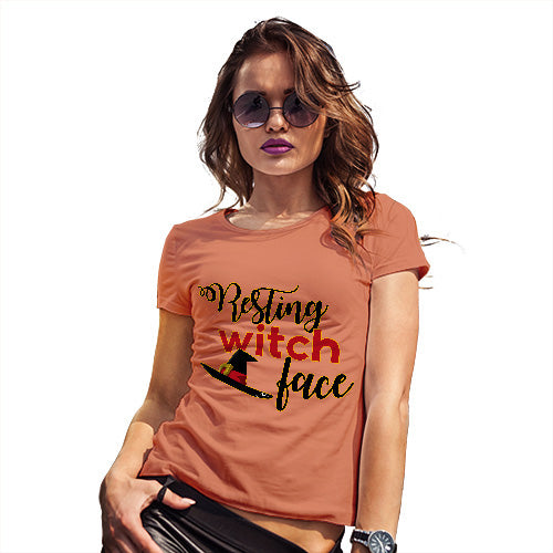 Novelty Tshirts Women Resting Witch Face Women's T-Shirt Medium Orange