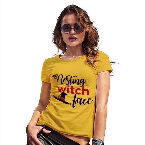 Funny T-Shirts For Women Resting Witch Face Women's T-Shirt Small Yellow