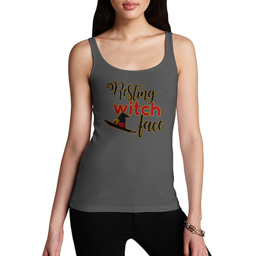 Womens Novelty Tank Top Christmas Resting Witch Face Women's Tank Top Small Dark Grey