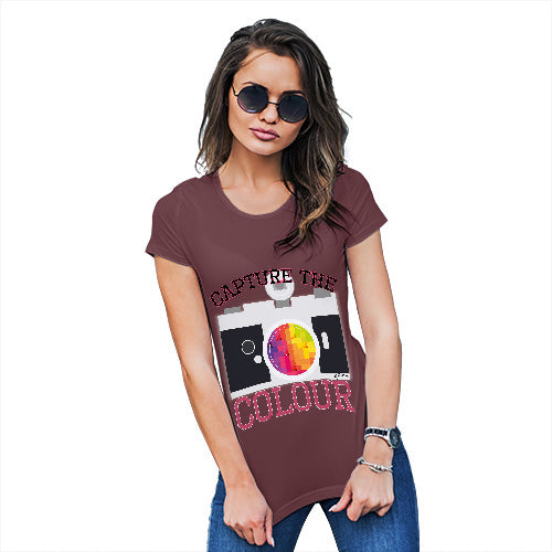 Womens Humor Novelty Graphic Funny T Shirt Capture The Colour Women's T-Shirt Small Burgundy