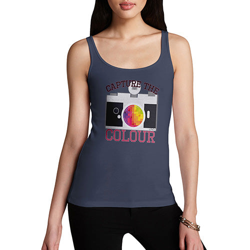 Novelty Tank Top Women Capture The Colour Women's Tank Top Large Navy