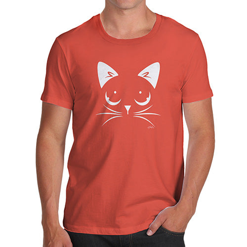 Funny Tee Shirts For Men Cat Eyes Men's T-Shirt Small Orange