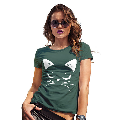Womens Funny T Shirts Cat Eyes Women's T-Shirt Medium Bottle Green