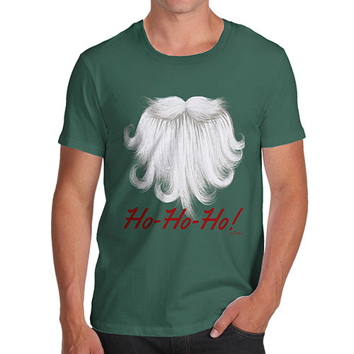 Funny T-Shirts For Guys Ho-Ho-Ho Beard Men's T-Shirt Medium Bottle Green